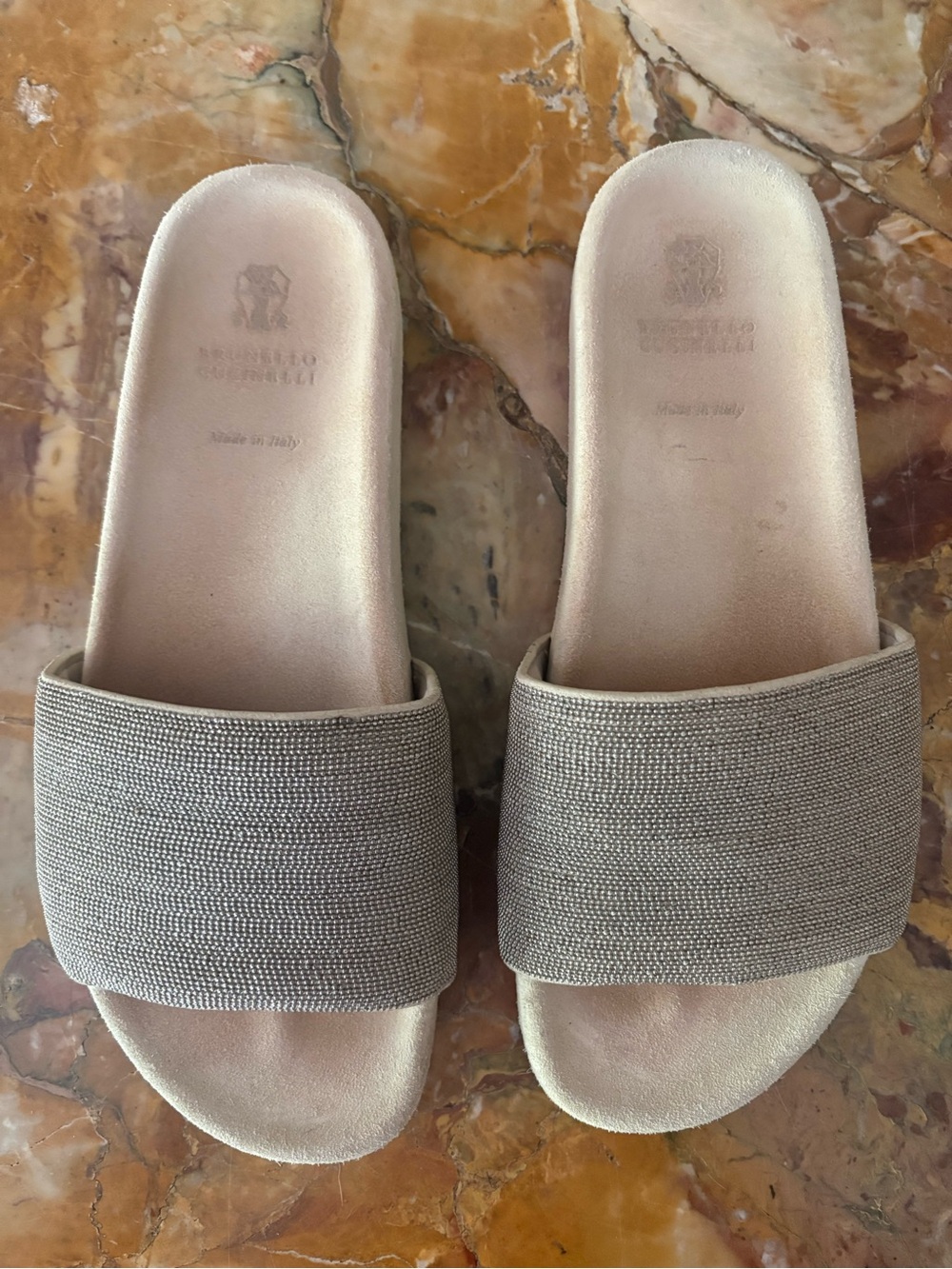 Brunello Cucinelli Women's Monili Band Slide Sandals Shoes Size EU:38 US:8